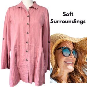 SOFT SURROUNDINGS Rose Pink Button-Down Tunic Shirt - Women's M